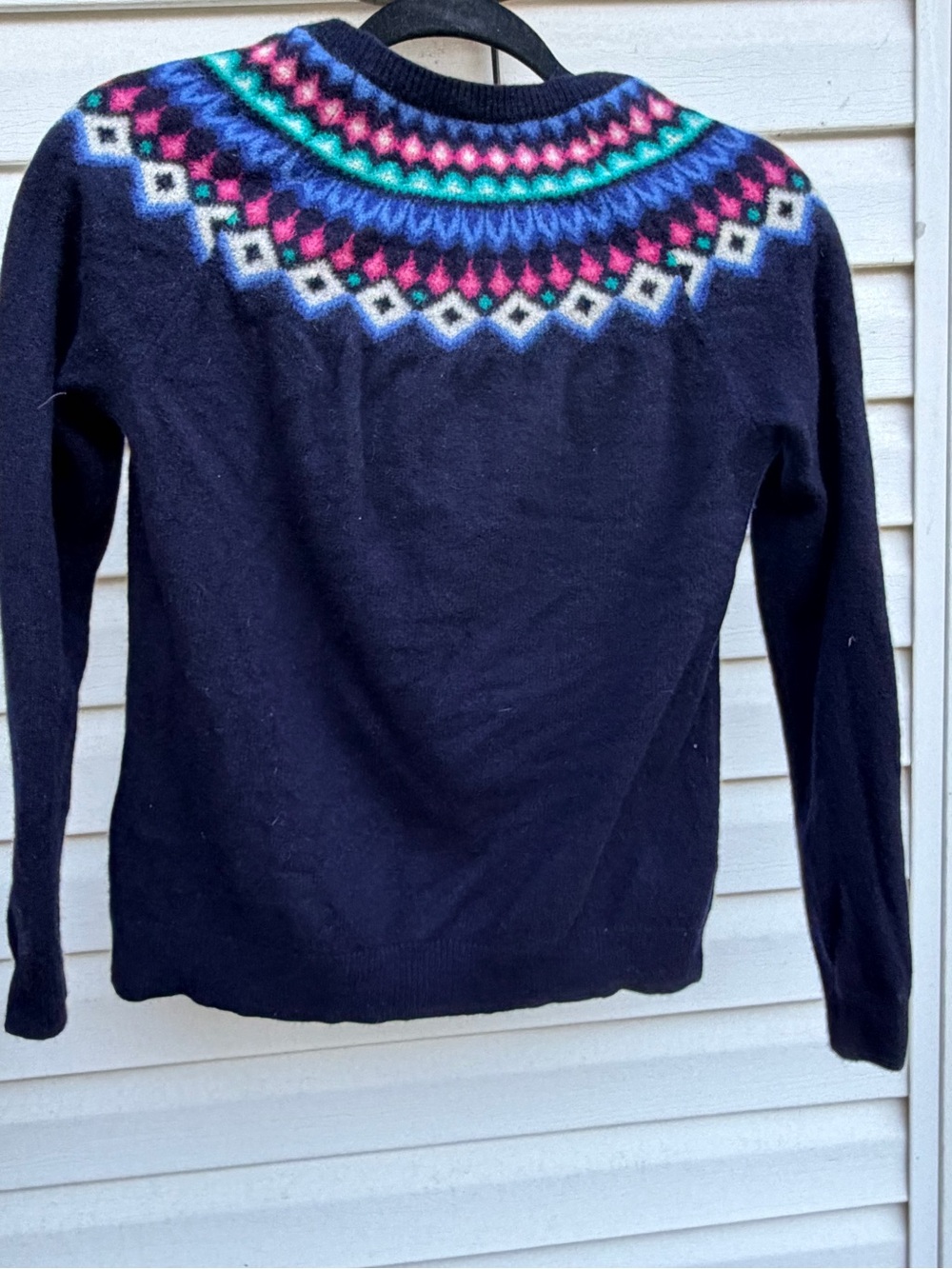 Vineyard Vines Girls Large 100% Lambswool Fair Isle Sweater Navy